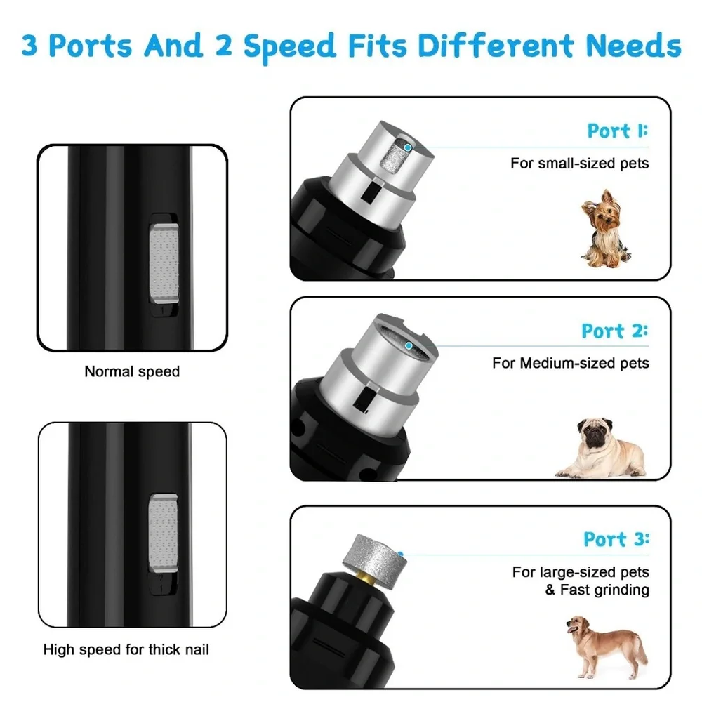 Casfuy Dog & Cat Nail Care Rechargeable Grinder Black A6